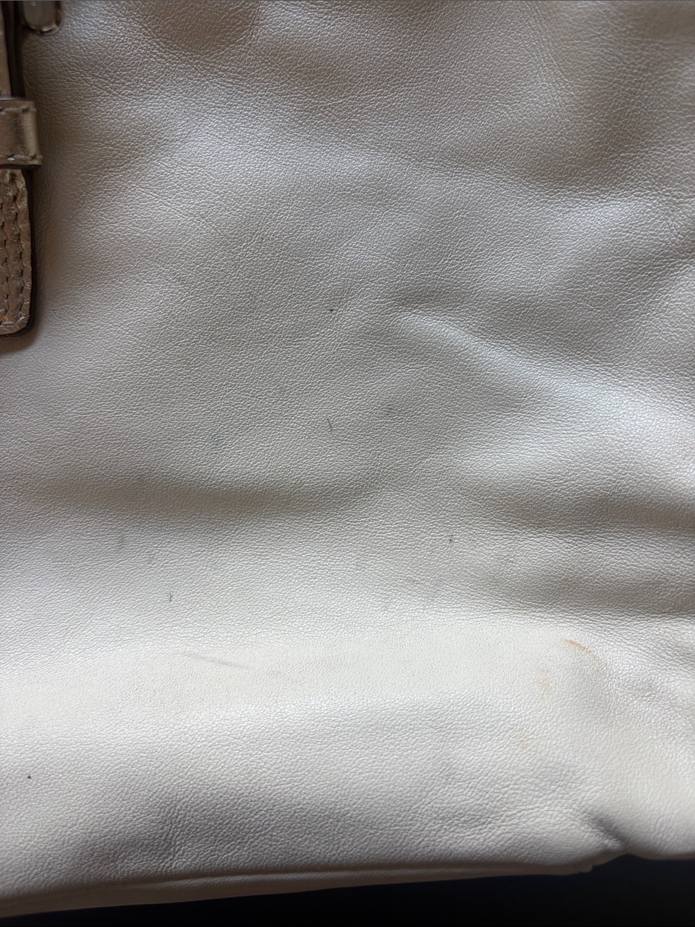 Women's White Leather Shoulder Bag with Metallic Trim - Picture 2 of 5